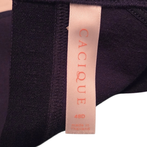 Cacique Lane Bryant Navy Cotton Full Coverage No-Wire Bra Lace Size 48D - Picture 3 of 3